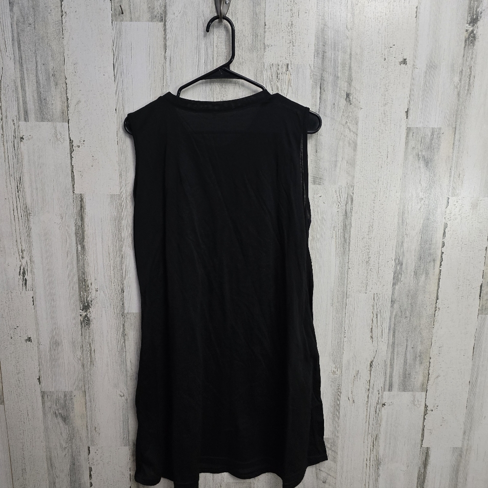 Black Sleeveless Top with White Floral Design Womens Plus Size 5XL Unbranded - Picture 5 of 6